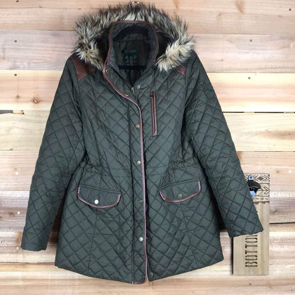 Ralph Lauren, faux fur hooded quilt coat